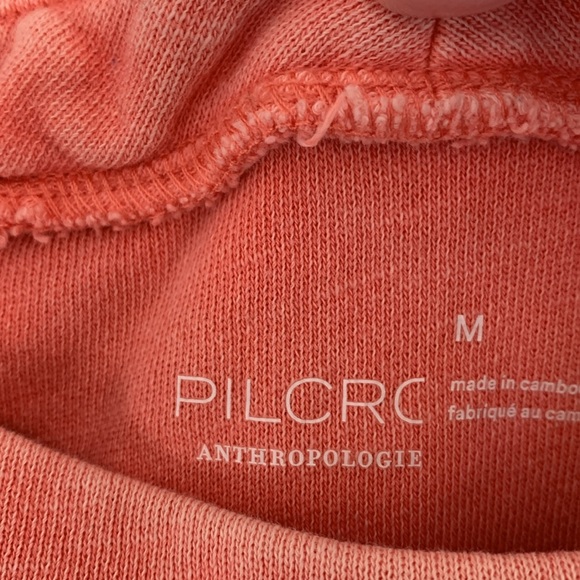 Anthropologie Pilcro Imogen Seamed Tunic Top Sweatshirt Coral Size Medium - Picture 11 of 14